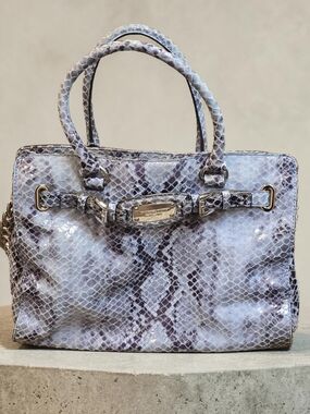 Michael Kors Hamilton Python-Print Satchel
